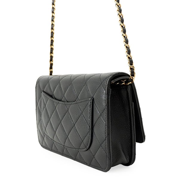 シャネル チェーンウォレット クラシック マトラッセ ココマーク キャビアスキン AP0250 CHANEL 財布 ブラック 黒