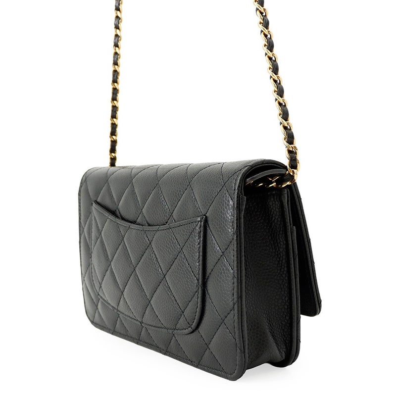 シャネル チェーンウォレット クラシック マトラッセ ココマーク キャビアスキン AP0250 CHANEL 財布 ブラック 黒