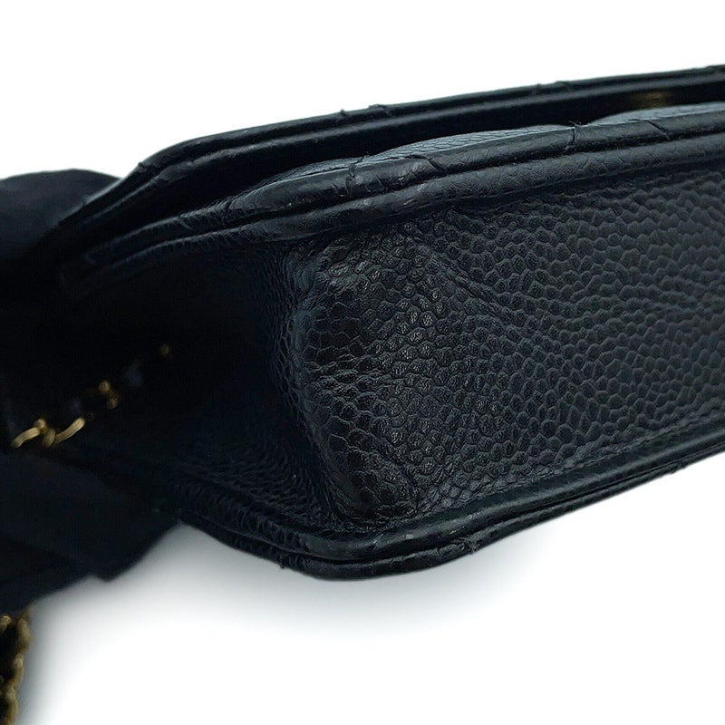 シャネル チェーンウォレット クラシック マトラッセ ココマーク キャビアスキン AP0250 CHANEL 財布 ブラック 黒