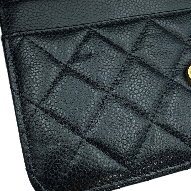 シャネル チェーンウォレット クラシック マトラッセ ココマーク キャビアスキン AP0250 CHANEL 財布 ブラック 黒