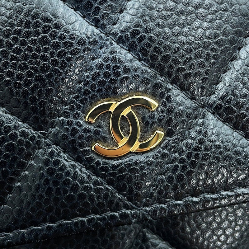 シャネル チェーンウォレット クラシック マトラッセ ココマーク キャビアスキン AP0250 CHANEL 財布 ブラック 黒