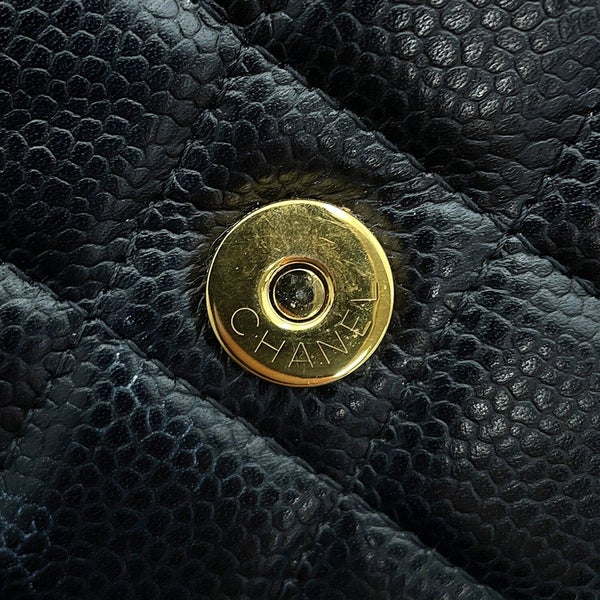 シャネル チェーンウォレット クラシック マトラッセ ココマーク キャビアスキン AP0250 CHANEL 財布 ブラック 黒