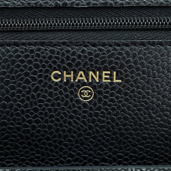 シャネル チェーンウォレット クラシック マトラッセ ココマーク キャビアスキン AP0250 CHANEL 財布 ブラック 黒
