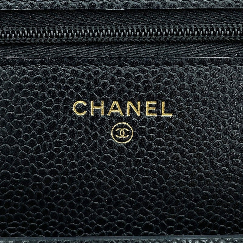 シャネル チェーンウォレット クラシック マトラッセ ココマーク キャビアスキン AP0250 CHANEL 財布 ブラック 黒