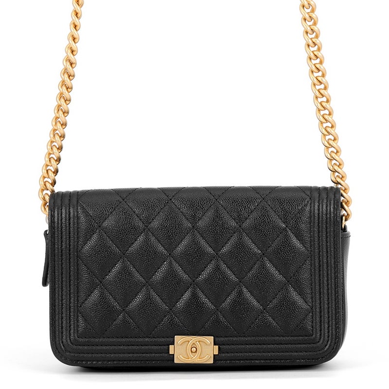 シャネル チェーンショルダーフォンケース ボーイシャネル キャビアスキン AP3013 CHANEL ポシェット 黒