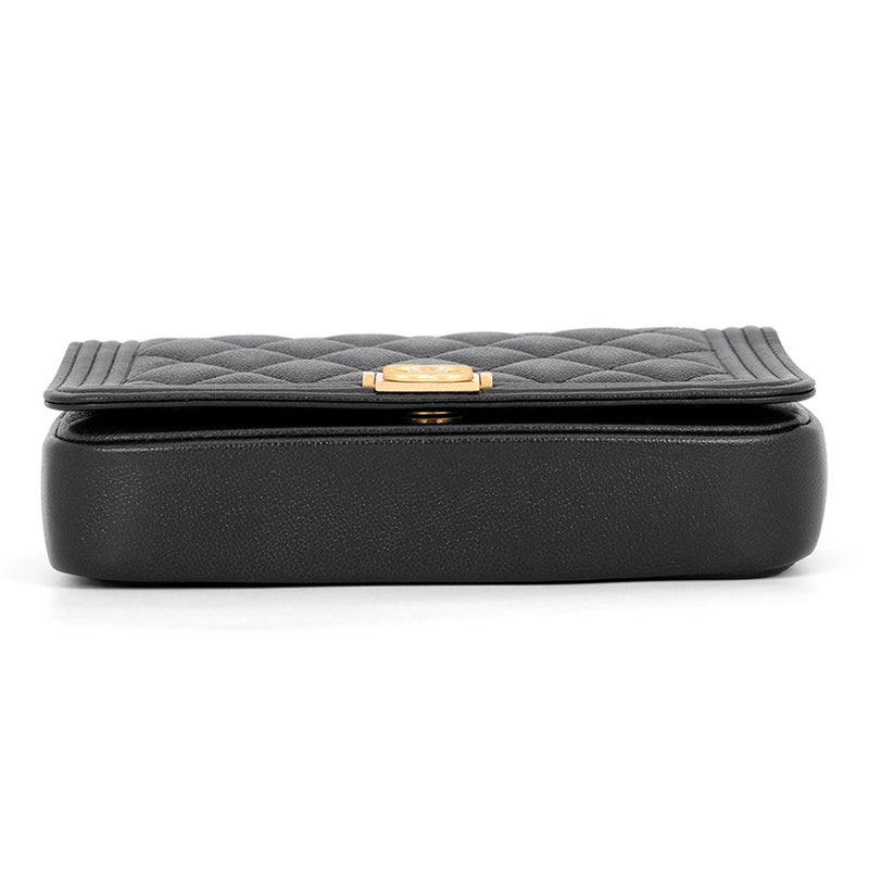 シャネル チェーンショルダーフォンケース ボーイシャネル キャビアスキン AP3013 CHANEL ポシェット 黒