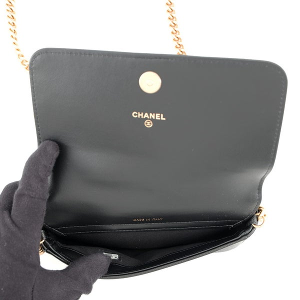 シャネル チェーンショルダーフォンケース ボーイシャネル キャビアスキン AP3013 CHANEL ポシェット 黒