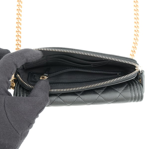 シャネル チェーンショルダーフォンケース ボーイシャネル キャビアスキン AP3013 CHANEL ポシェット 黒
