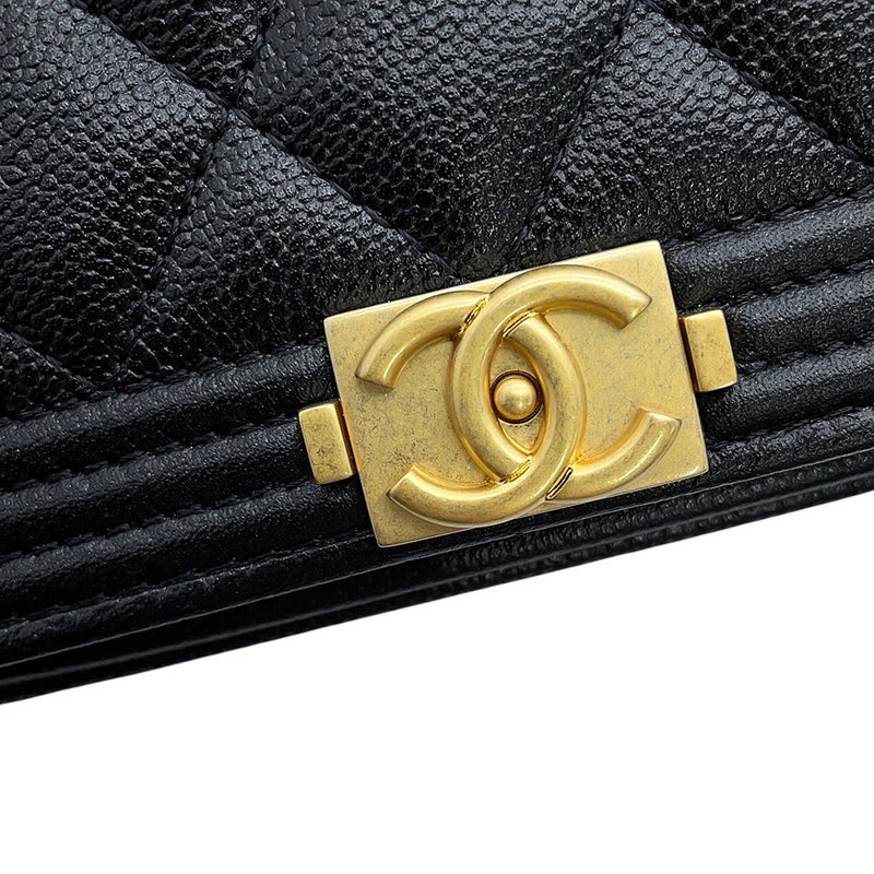 シャネル チェーンショルダーフォンケース ボーイシャネル キャビアスキン AP3013 CHANEL ポシェット 黒
