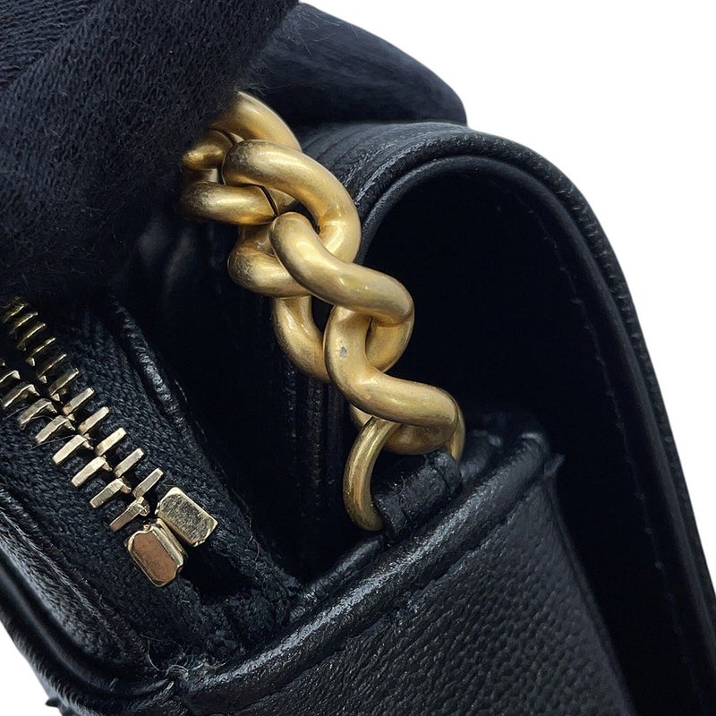 シャネル チェーンショルダーフォンケース ボーイシャネル キャビアスキン AP3013 CHANEL ポシェット 黒