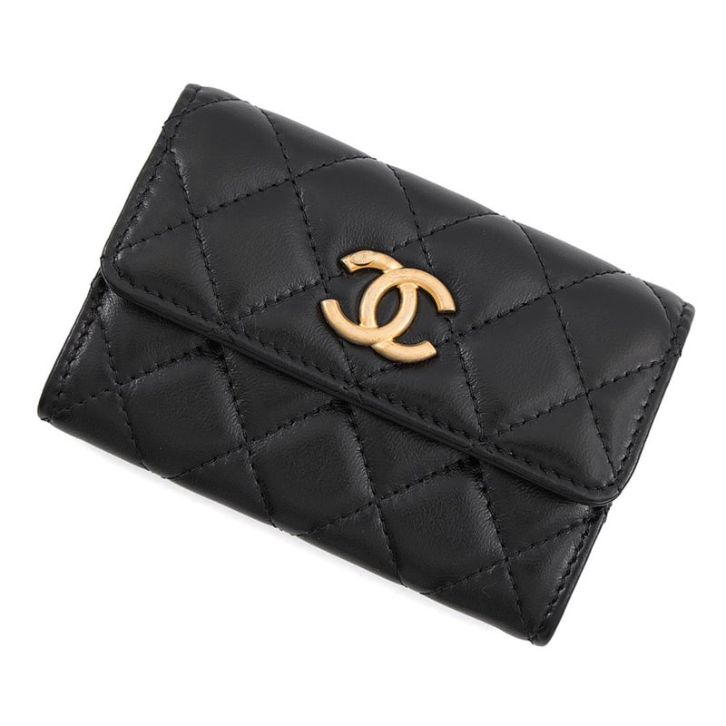 シャネル カードケース マトラッセ ココマーク ラムスキン AP2563 CHANEL 名刺入れ 黒