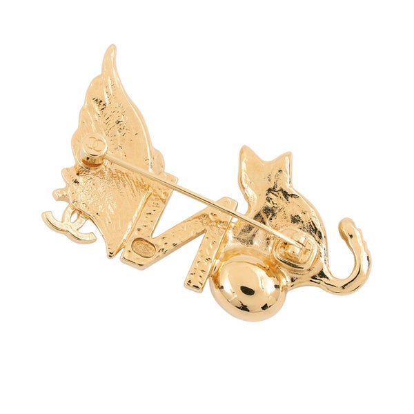 シャネル ブローチ ココマーク 猫 羽 クリスタル L26X ABH061 CHANEL アクセサリー