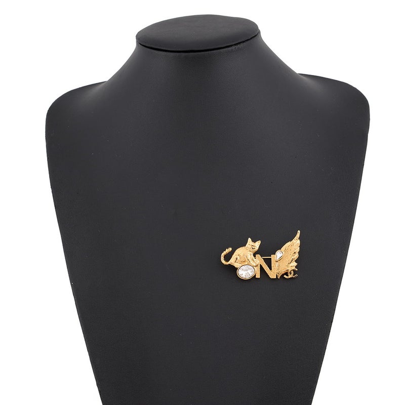 シャネル ブローチ ココマーク 猫 羽 クリスタル L26X ABH061 CHANEL アクセサリー