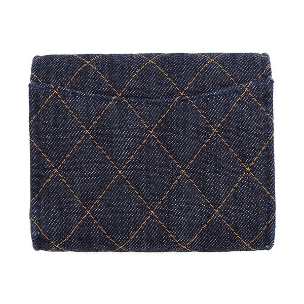 シャネル 三つ折り財布 マトラッセ ココマーク クラシック スモール フラップ ウォレット デニム AP0229 CHANEL