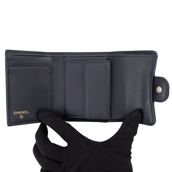 シャネル 三つ折り財布 マトラッセ ココマーク クラシック スモール フラップ ウォレット デニム AP0229 CHANEL