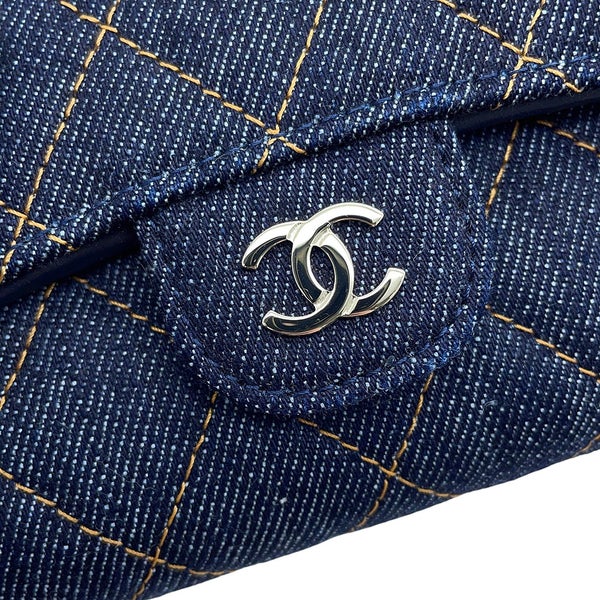 シャネル 三つ折り財布 マトラッセ ココマーク クラシック スモール フラップ ウォレット デニム AP0229 CHANEL