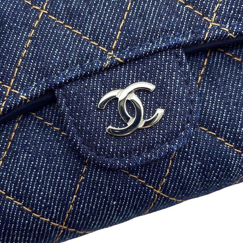 シャネル 三つ折り財布 マトラッセ ココマーク クラシック スモール フラップ ウォレット デニム AP0229 CHANEL