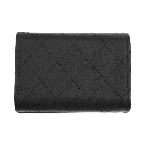 シャネル 三つ折り財布 マトラッセ ココマーク スモール フラップ ウォレット ラムスキン AP4951 CHANEL 黒