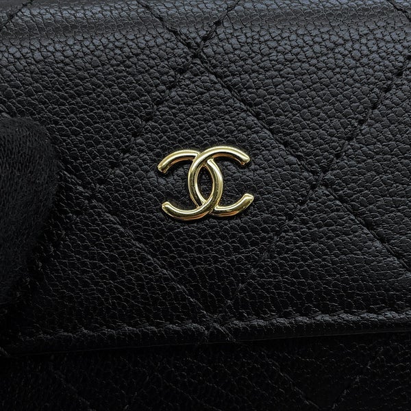 シャネル 三つ折り財布 マトラッセ ココマーク スモール フラップ ウォレット ラムスキン AP4951 CHANEL 黒