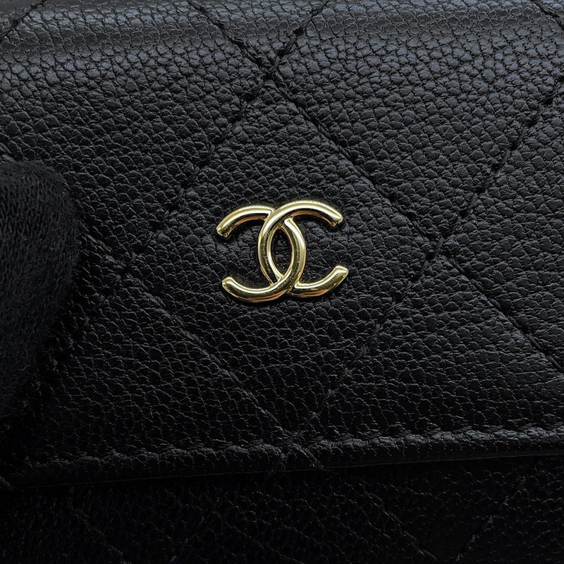 シャネル 三つ折り財布 マトラッセ ココマーク スモール フラップ ウォレット ラムスキン AP4951 CHANEL 黒