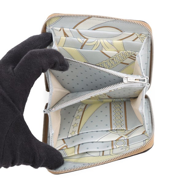エルメス コインケース アザップコンパクト シルクイン トレンチ/シルバー金具 エバーカラー K刻印 HERMES