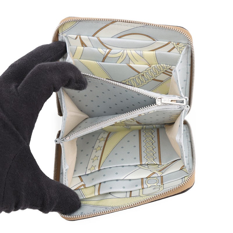 エルメス コインケース アザップコンパクト シルクイン トレンチ/シルバー金具 エバーカラー K刻印 HERMES