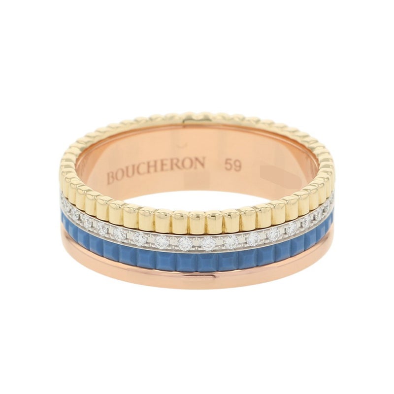 ブシュロン リング キャトル ブルー スモール ダイヤ 33P 計0.24ct K18YG/K18PG/K18WG/セラミック サイズ59 指輪