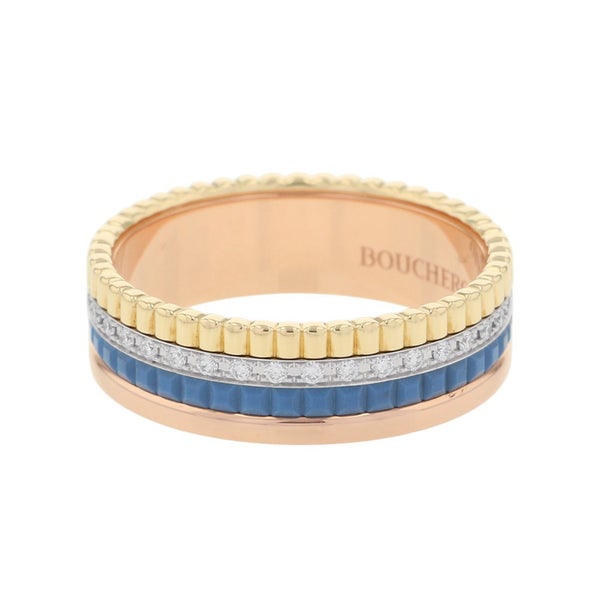 ブシュロン リング キャトル ブルー スモール ダイヤ 33P 計0.24ct K18YG/K18PG/K18WG/セラミック サイズ59 指輪