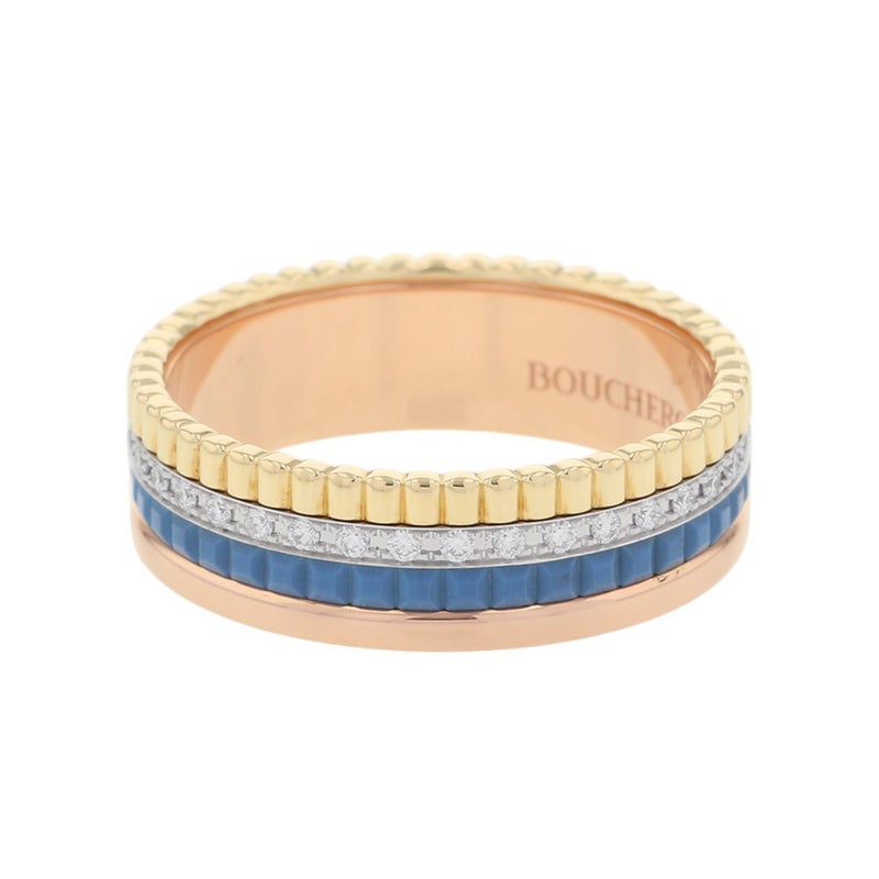 ブシュロン リング キャトル ブルー スモール ダイヤ 33P 計0.24ct K18YG/K18PG/K18WG/セラミック サイズ59 指輪