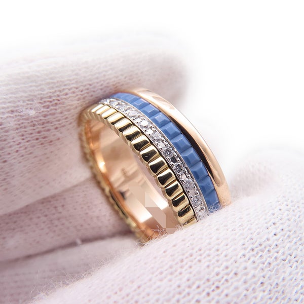 ブシュロン リング キャトル ブルー スモール ダイヤ 33P 計0.24ct K18YG/K18PG/K18WG/セラミック サイズ59 指輪