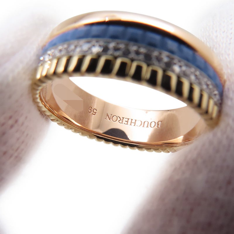 ブシュロン リング キャトル ブルー スモール ダイヤ 33P 計0.24ct K18YG/K18PG/K18WG/セラミック サイズ59 指輪