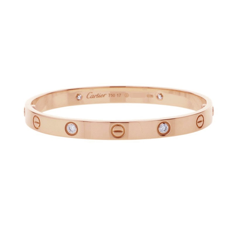 カルティエ ブレスレット ラブブレス クラシックモデル ダイヤ 4P 計約0.42ct K18PG サイズ17 B6036017 バングル