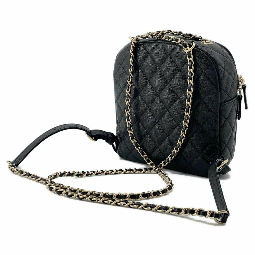 【良品】シャネル CHANEL リュック バックパック スエード ココマーク 黒 シャネル リュック ミニ マトラッセ ココマーク キャビアスキン AS0004