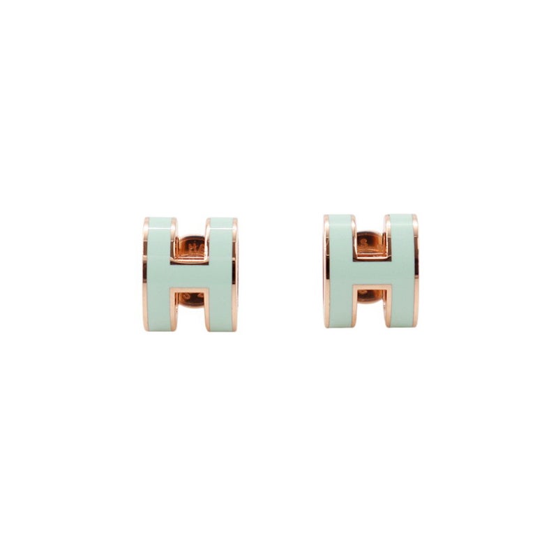 エルメス ピアス ミニ・ポップアッシュ ヴェールペパーミント/ピンクゴールド金具 HERMES アクセサリー