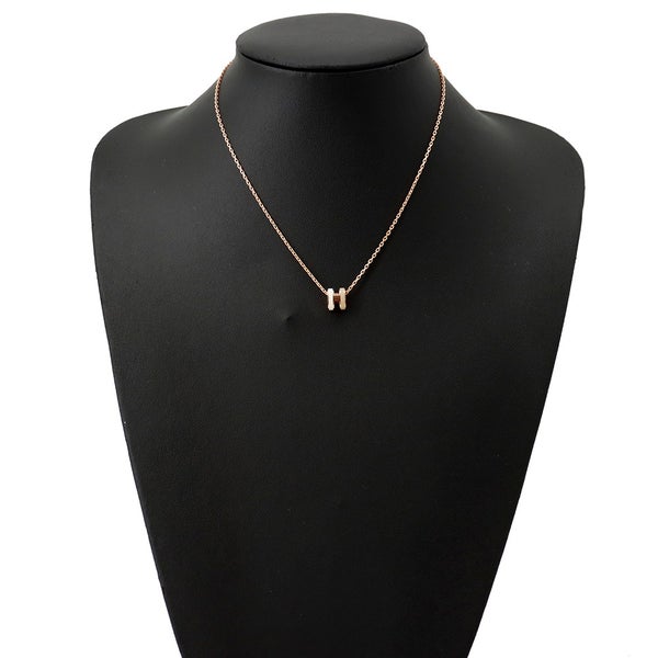 エルメス ネックレス ミニ・ポップアッシュ ロカバール システム ホワイト/マロングラッセ/ピンクゴールド金具 HERMES アクセサリー