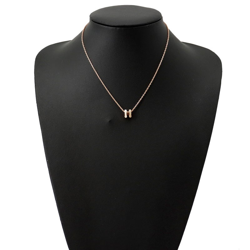 エルメス ネックレス ミニ・ポップアッシュ ロカバール システム ホワイト/マロングラッセ/ピンクゴールド金具 HERMES アクセサリー