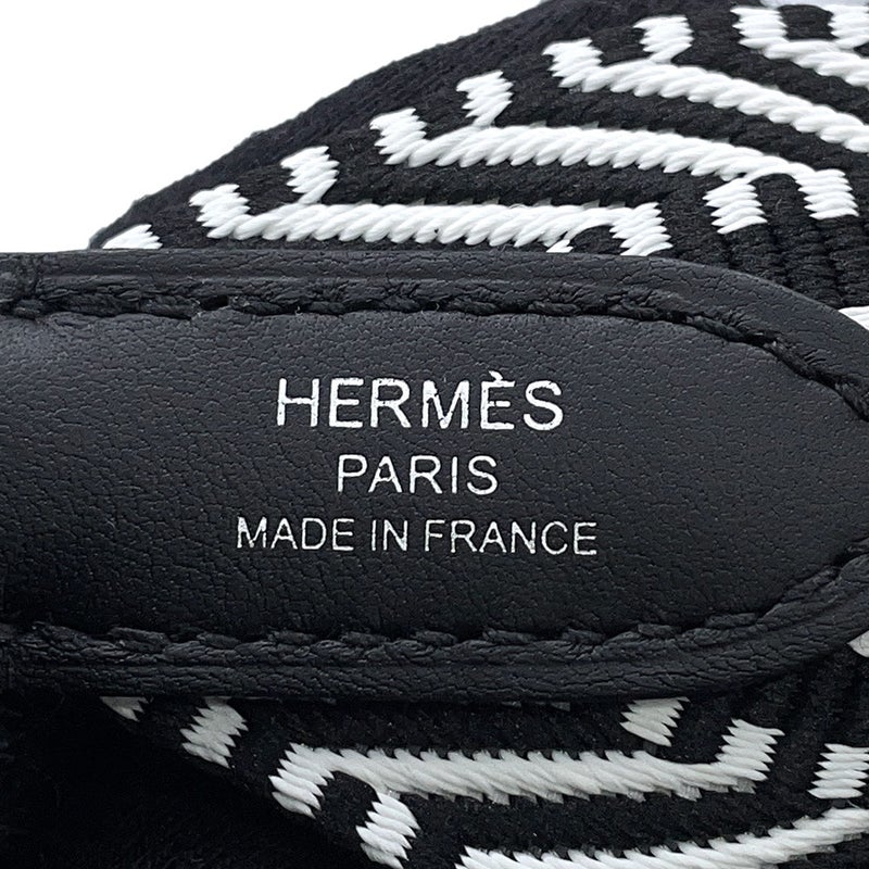 エルメス ショルダーストラップ バンドリエール サングル カヴァル スイフト/キャンバス K刻印 HERMES 黒 白