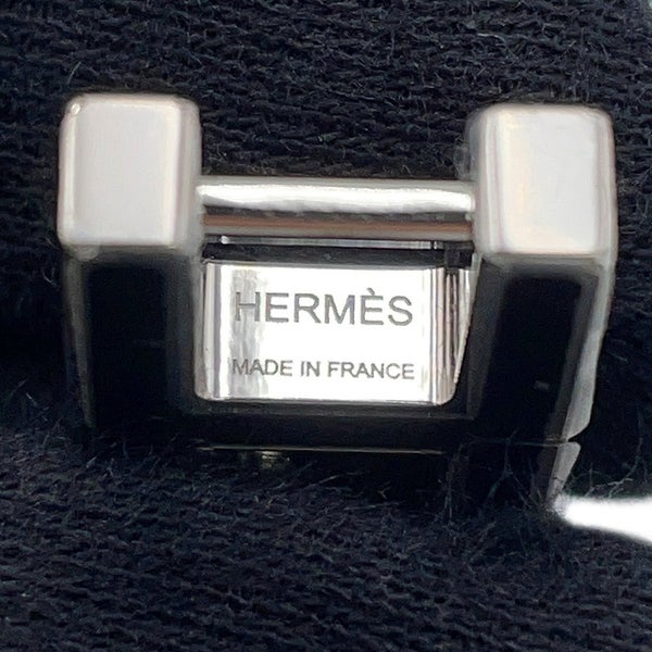 エルメス ネックレス アルファベット ブラック/シルバー金具 スイフト/バッファローホーン HERMES アクセサリー 黒