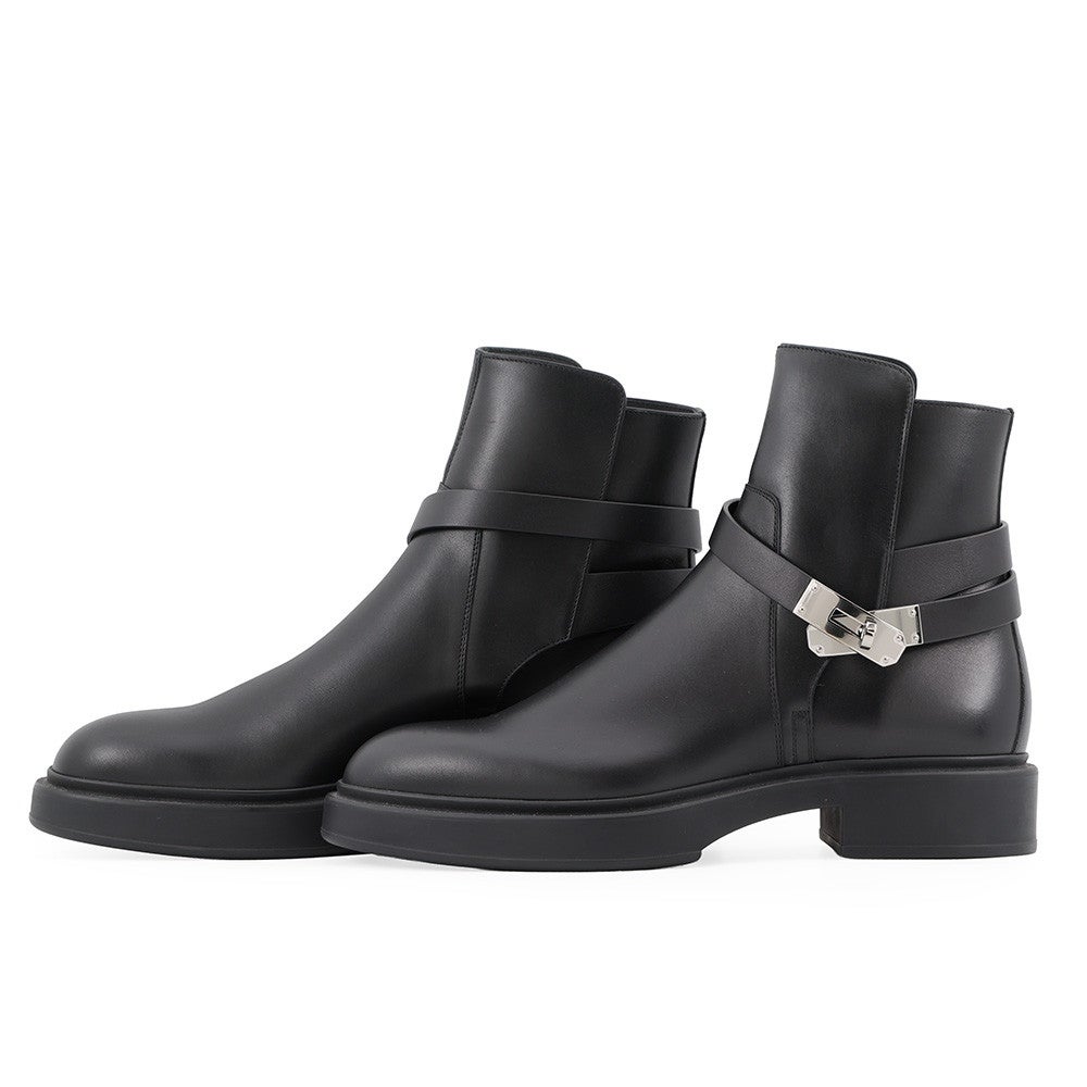 エルメス ショートブーツ ジェフ レザー メンズサイズ40 HERMES 靴 黒