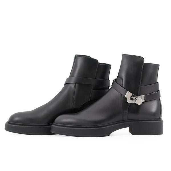 エルメス ショートブーツ ジェフ レザー メンズサイズ40 HERMES 靴 黒