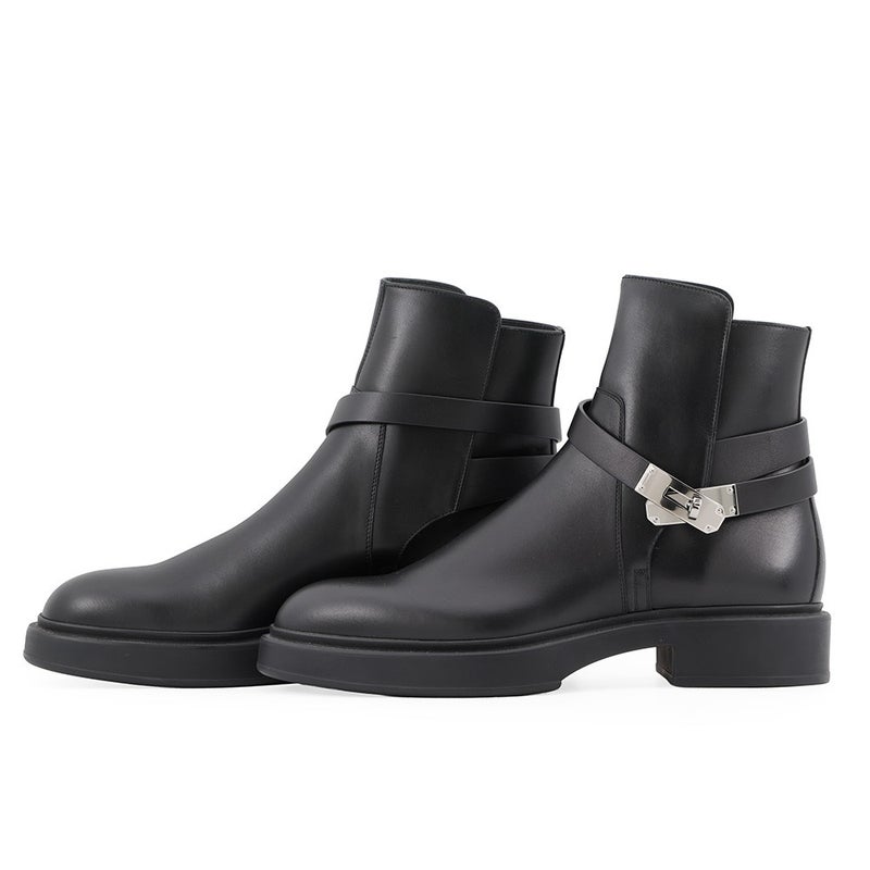 エルメス ショートブーツ ジェフ レザー メンズサイズ40 HERMES 靴 黒