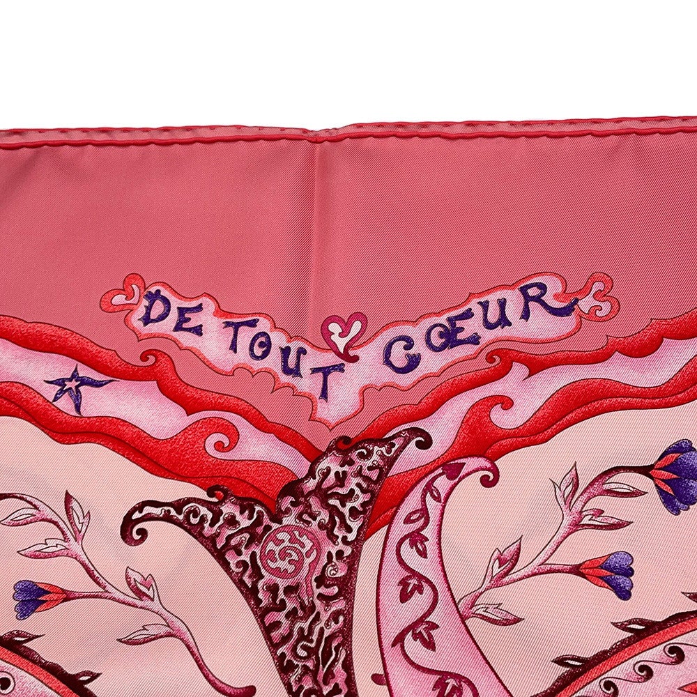 美品✨エルメス　De Tout Coeur 心を込めて　スカーフ　カレ90 エルメス スカーフ カレ90 心をこめて De Toat Coeur シルク HERMES