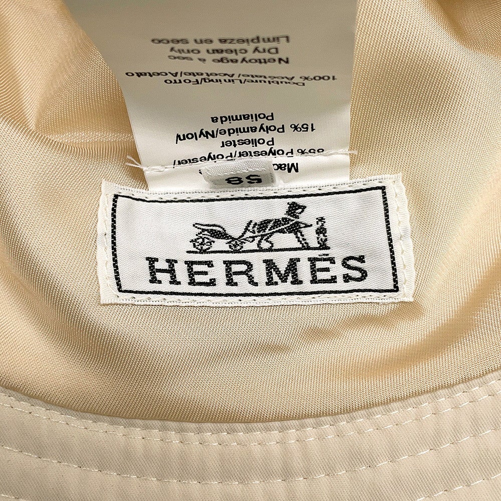 エルメス ハット Hロゴ 刺繍 サイズ58 HERMES 帽子 白 | 中古・新品