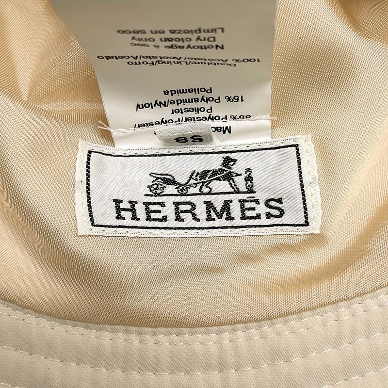 エルメス ハット Hロゴ 刺繍 サイズ58 HERMES 帽子 白