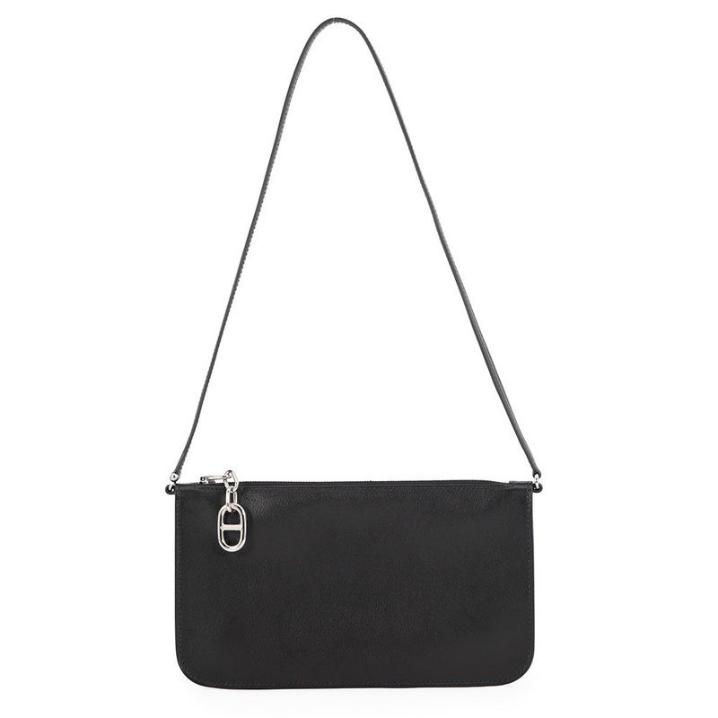 エルメス ショルダーバッグ ジップアンゴー シェーヌダンクル トゥーゴー ブラック/シルバー金具 エバーグレイン K刻印 黒