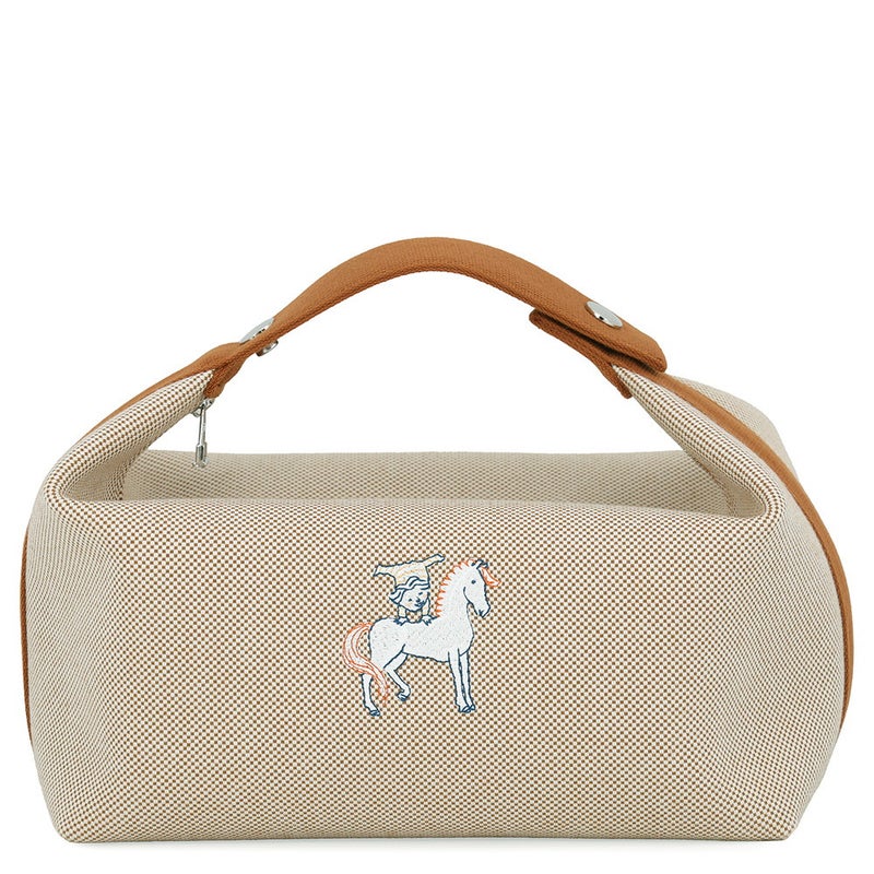 エルメス ポーチ ブリッド・ア・ブラックGM カブリオル ビスキュイ/シルバー金具 キャンバス HERMES