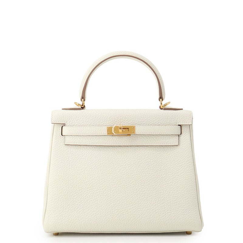 エルメス ハンドバッグ ケリー25 内縫い マッシュルーム/ゴールド金具 トゴ B刻印 HERMES Kelly 2wayバッグ
