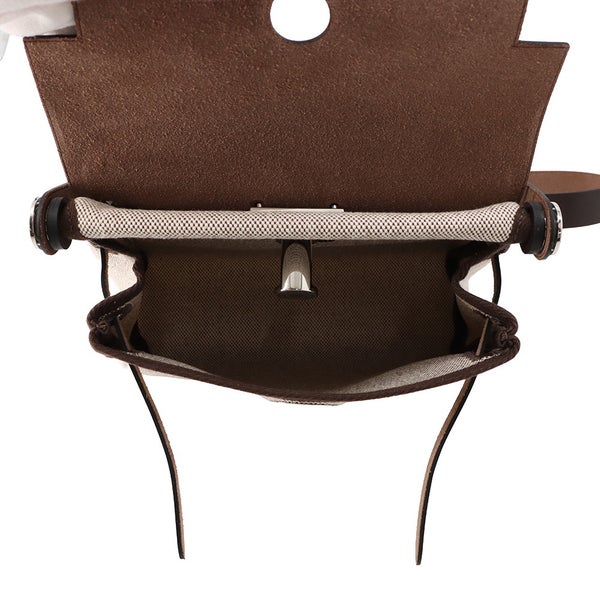 エルメス ショルダーバッグ エールバッグジップ ミニ エクリュ/エベンヌ/シルバー金具 トワルアッシュ/ヴァッシュハンター G刻印 HERMES