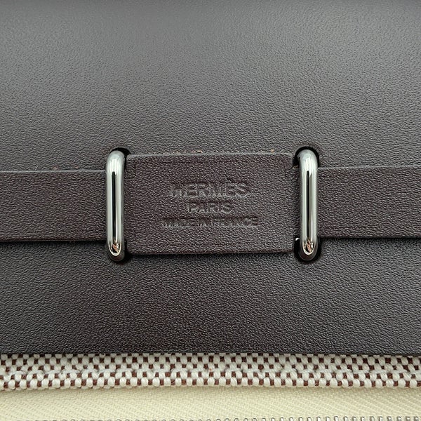 エルメス ショルダーバッグ エールバッグジップ ミニ エクリュ/エベンヌ/シルバー金具 トワルアッシュ/ヴァッシュハンター G刻印 HERMES