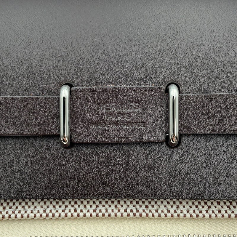 エルメス ショルダーバッグ エールバッグジップ ミニ エクリュ/エベンヌ/シルバー金具 トワルアッシュ/ヴァッシュハンター G刻印 HERMES